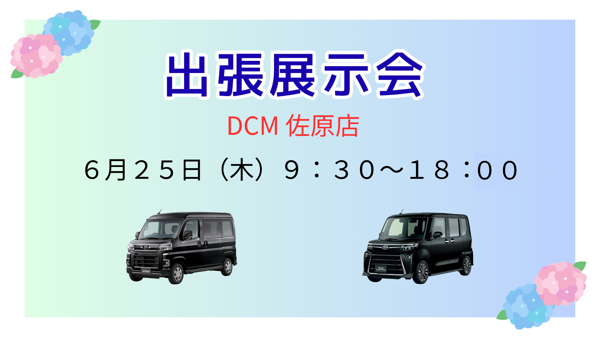 出張展示会 in DCM 佐原店 6月25日 9:30～18:00